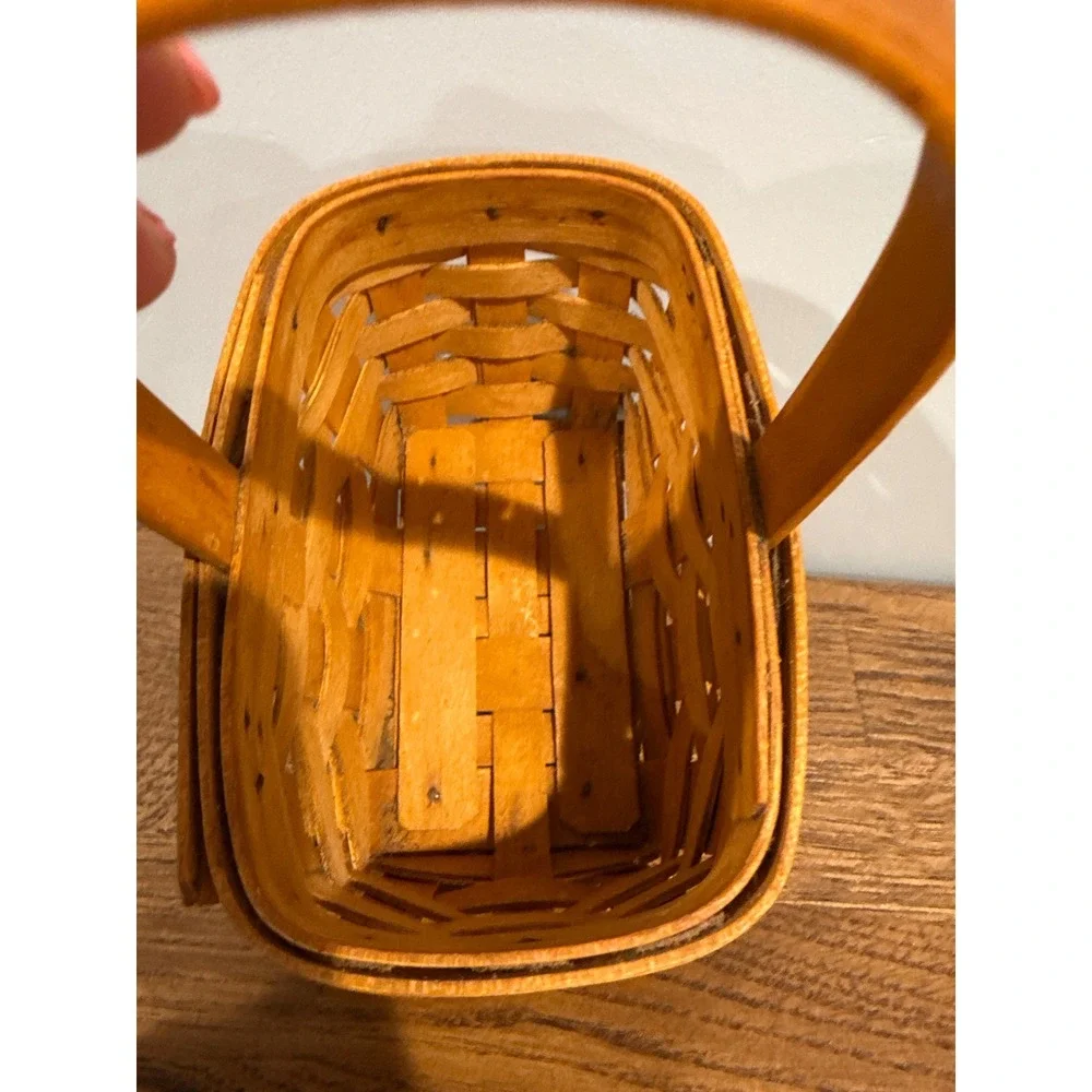 Longaberger 2001 Handwoven Small Rectangular‎ Basket with Handle Dresden Ohio